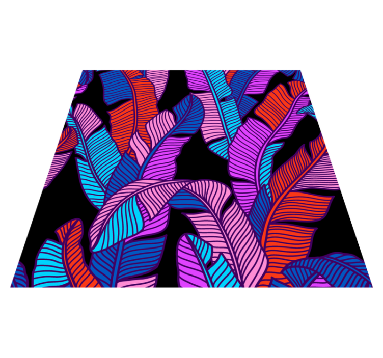 Shape design with leaves square vinyl rug - TenStickers