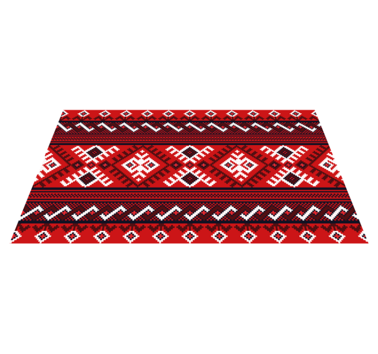 Red and white geometric pattern ethnic rug - TenStickers