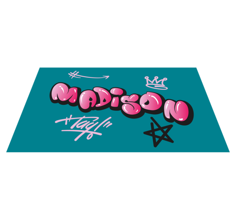 Pink graffiti with name teen vinyl rug - TenStickers