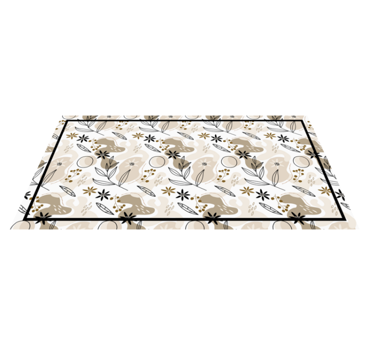 Beige foliage elements floral vinyl rug - TenStickers