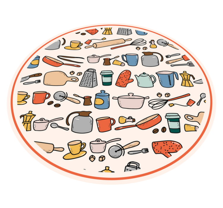 Kitchen vinyl rug kitchen utensil collection - TenStickers
