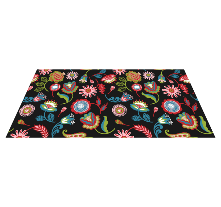 Colorful folk pattern on a dark floral rug - TenStickers