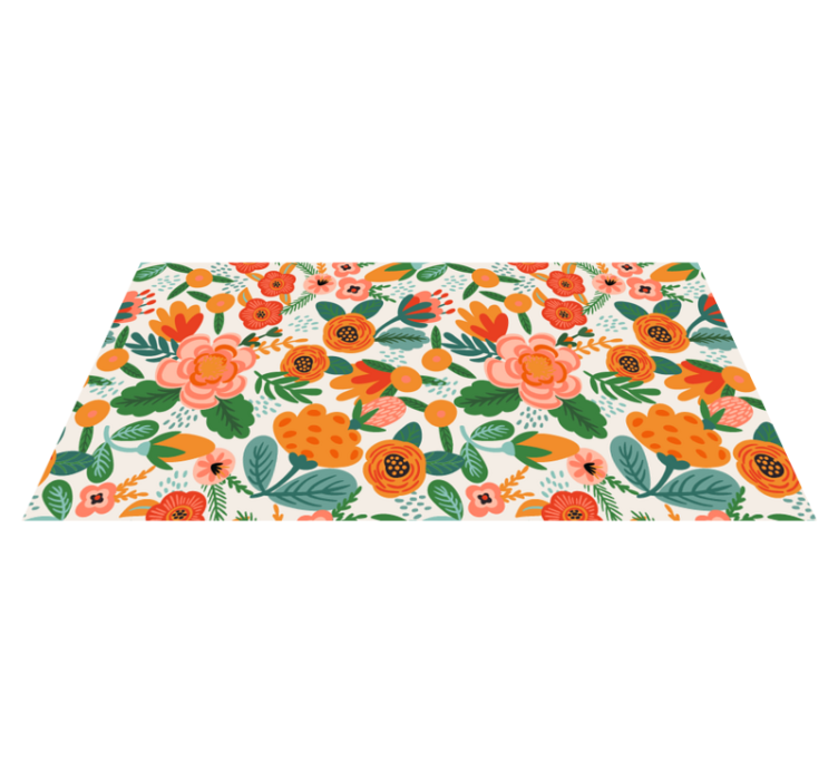 Floral Garden Motif floral vinyl rug - TenStickers