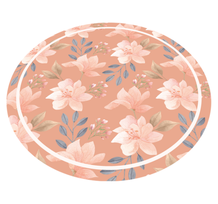 Peach Floral Motif floral vinyl rug - TenStickers
