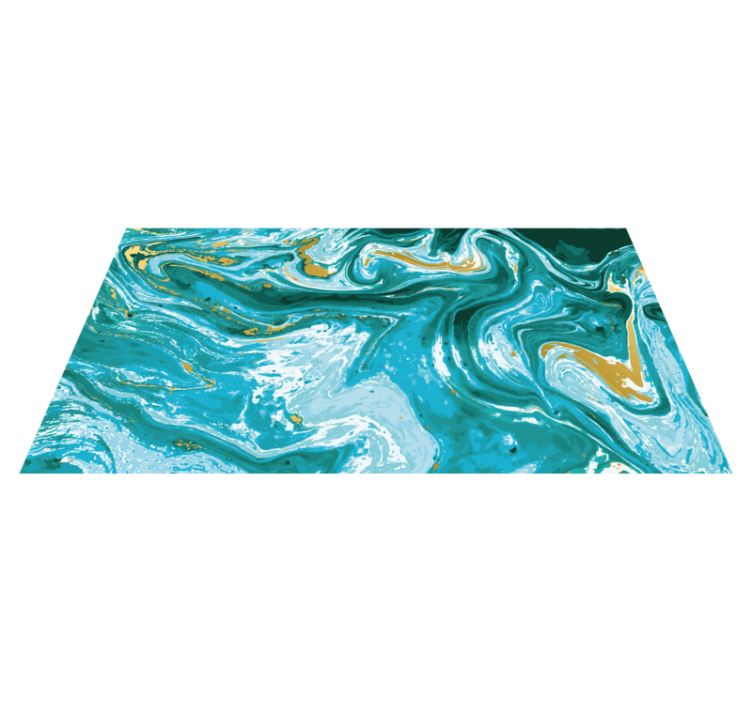 Turquoise marble effect painting modern rug - TenStickers