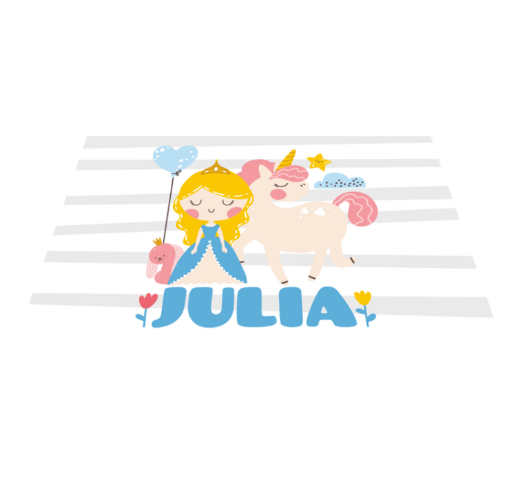 Custom unicorn and princess kids vinyl rug - TenStickers