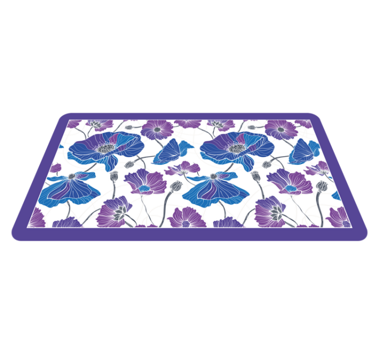 Blue botanical dream floral vinyl rug - TenStickers