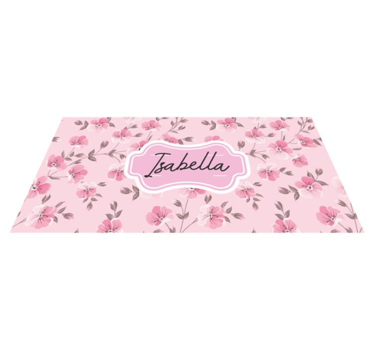 Pink floral design with name teen vinyl rug - TenStickers
