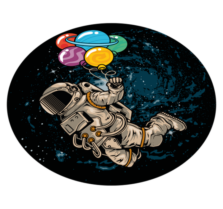 Astronaut floating in space with balloons  rug - TenStickers