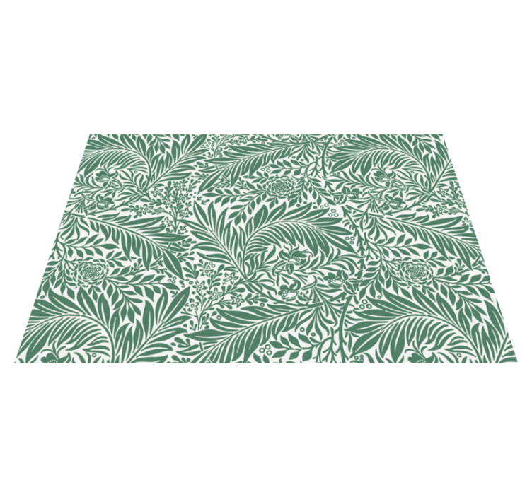 Green Foliage Pattern floral vinyl rug - TenStickers