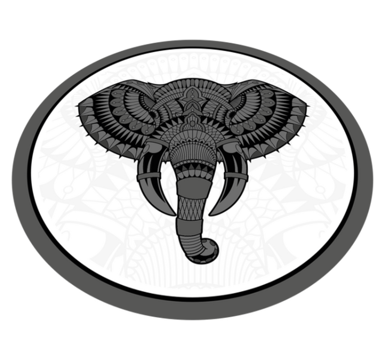 Elephant grey mandala animal vinyl rug - TenStickers