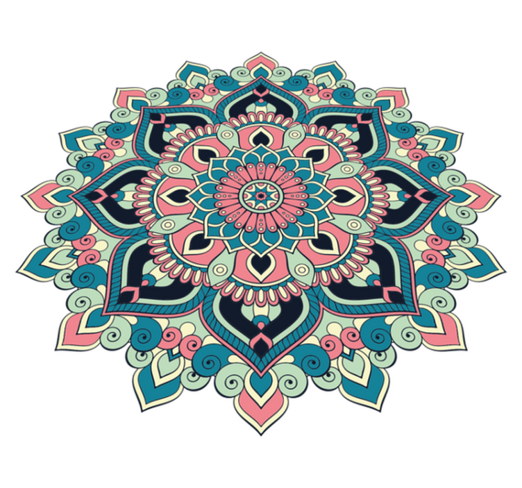 Mandala vinyl rug with vibrant floral design - TenStickers
