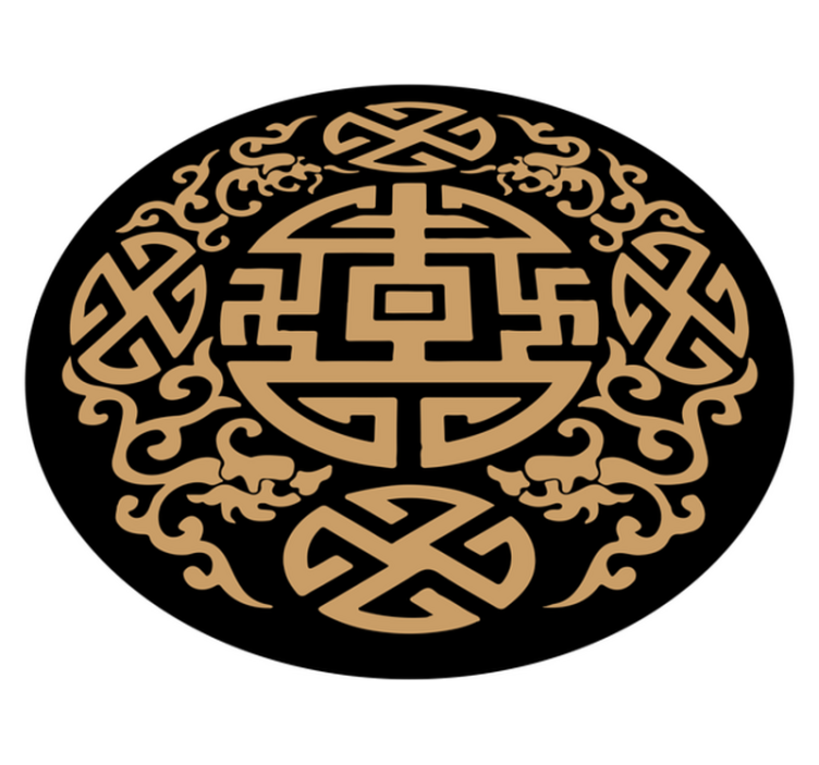 Cultural Symbol Motif circular vinyl rug - TenStickers