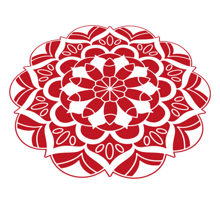 Red Floral Pattern mandala vinyl rug - TenStickers