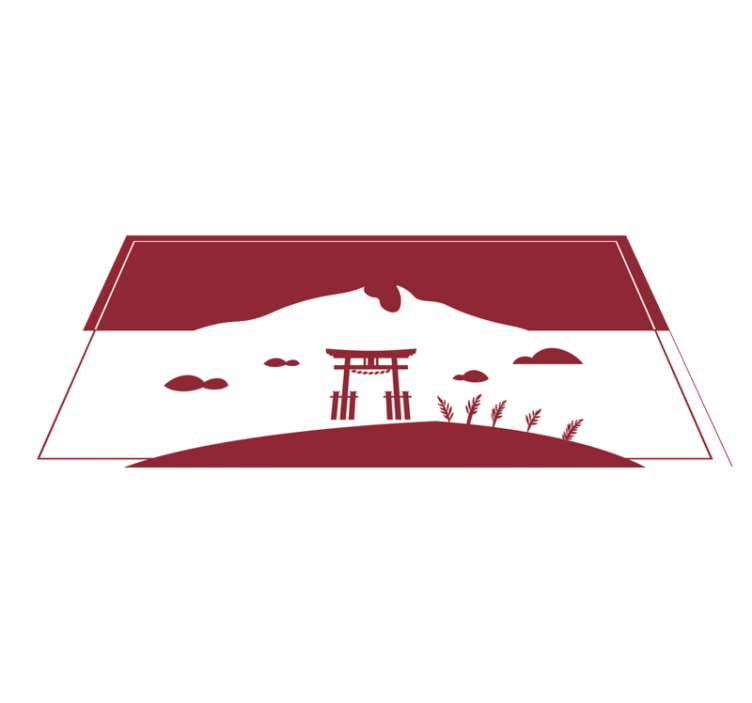 Japanese Landscape world map vinyl rug - TenStickers