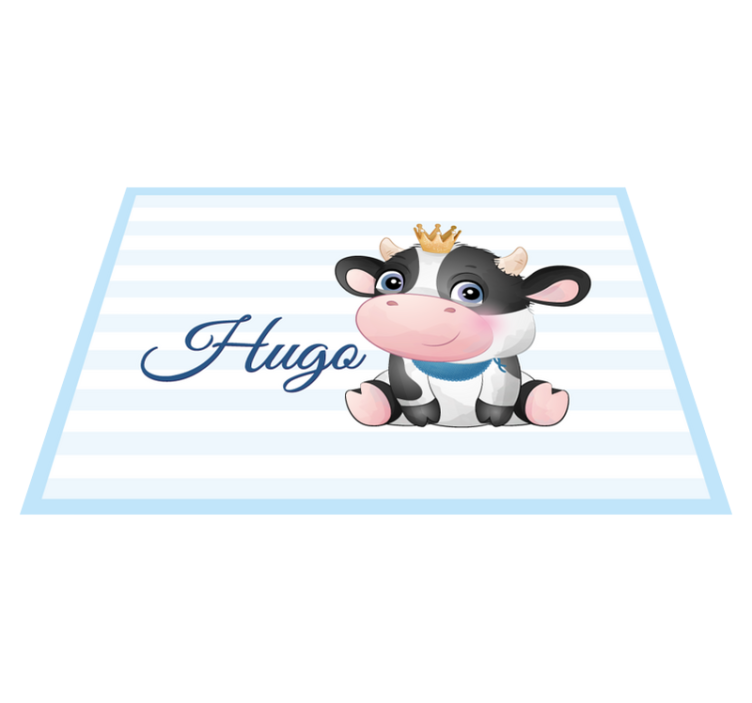 Baby Cow With Name nursery vinyl rug - TenStickers