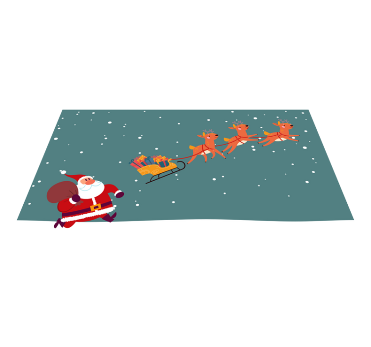 Santa's Sleigh Journey Christmas vinyl rug - TenStickers