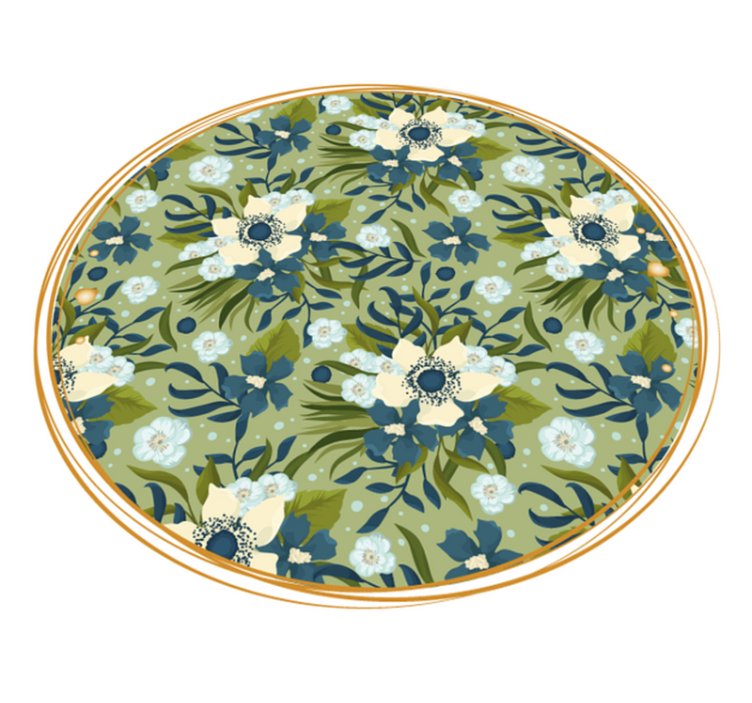 Round Flourishing Motif floral vinyl rug - TenStickers