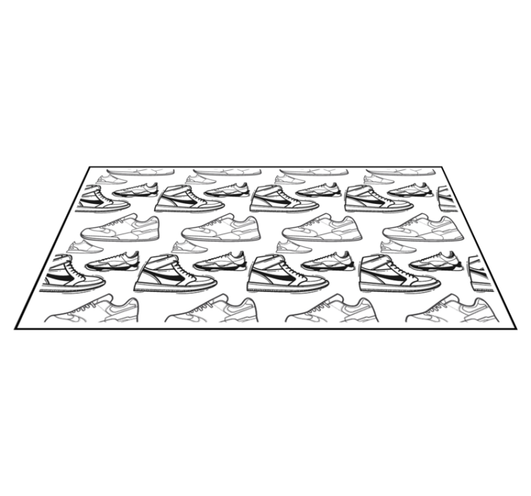 Sneaker Outline Pattern teen vinyl rug - TenStickers