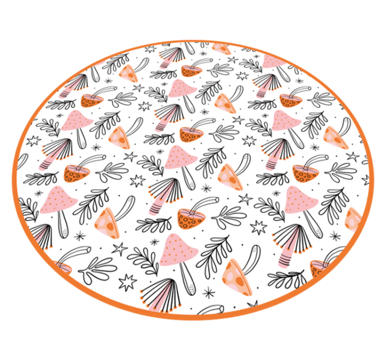 Nordic mushroom motif floral vinyl rug - TenStickers