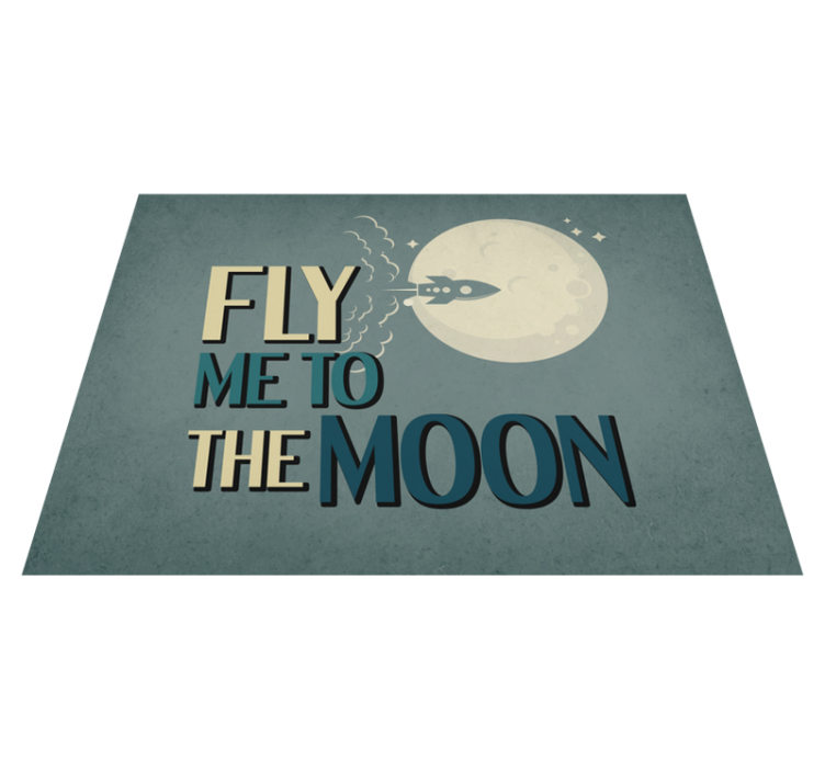 Rocket to Moon minimal vinyl rug - TenStickers