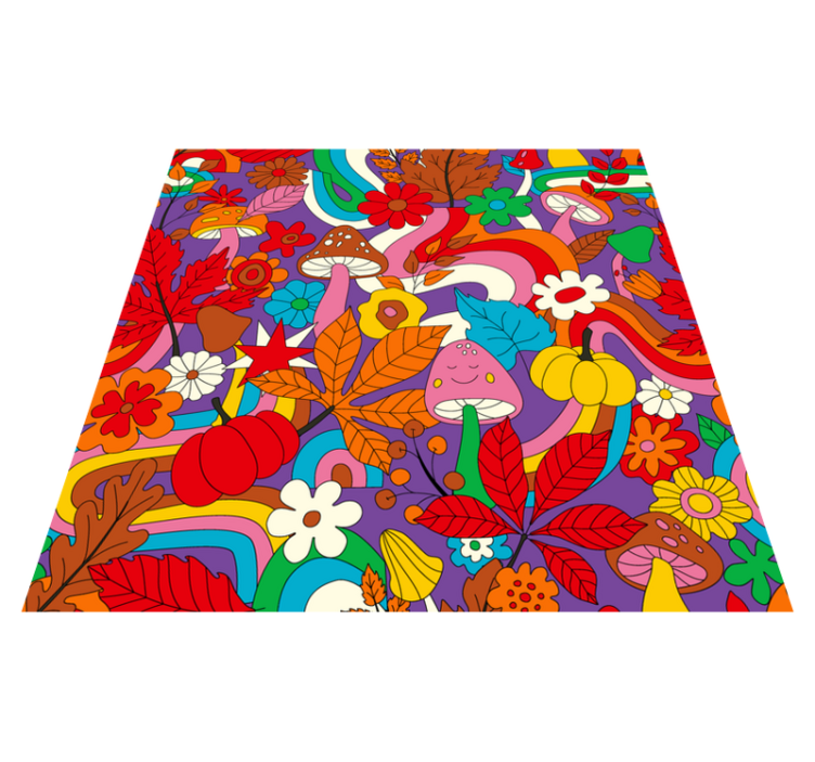 Vibrant botanical arrangement floral vinyl rug - TenStickers
