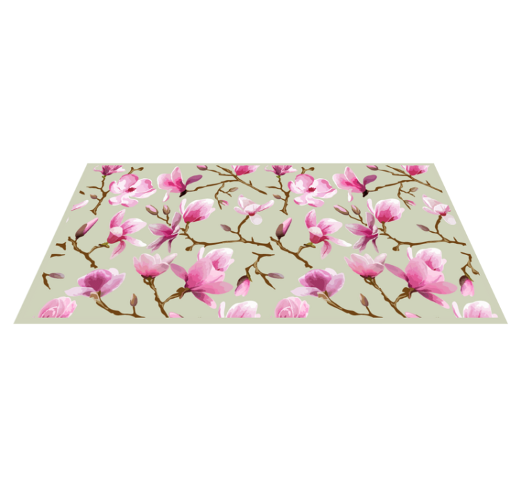 Pink Magnolia floral vinyl rug - TenStickers
