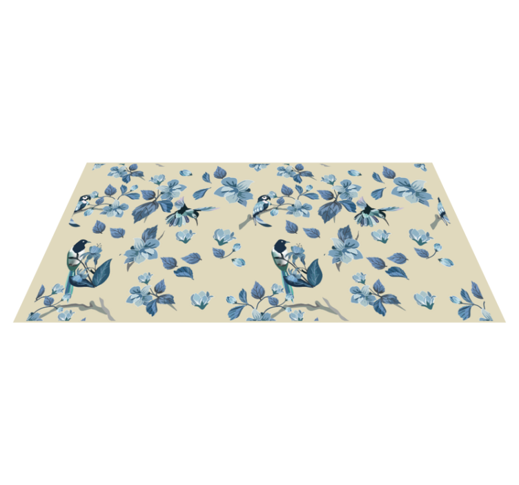Floral vinyl rug with blue floral accents - TenStickers