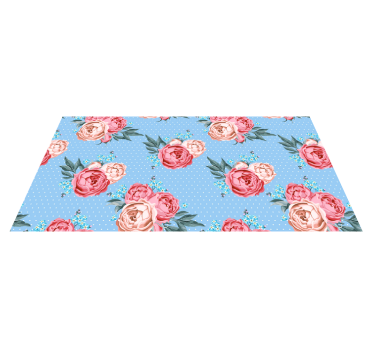 Floral Polka Dot Pattern blue rug - TenStickers