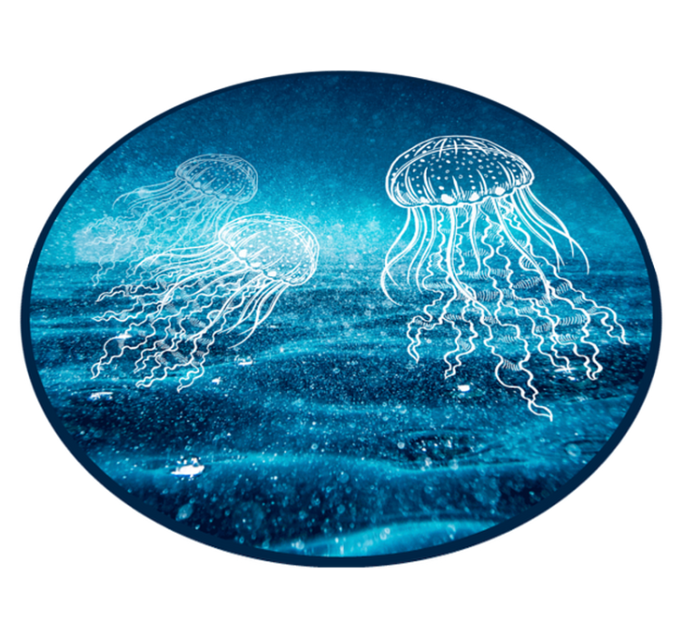 Blue and white jellyfish bedroom rug - TenStickers