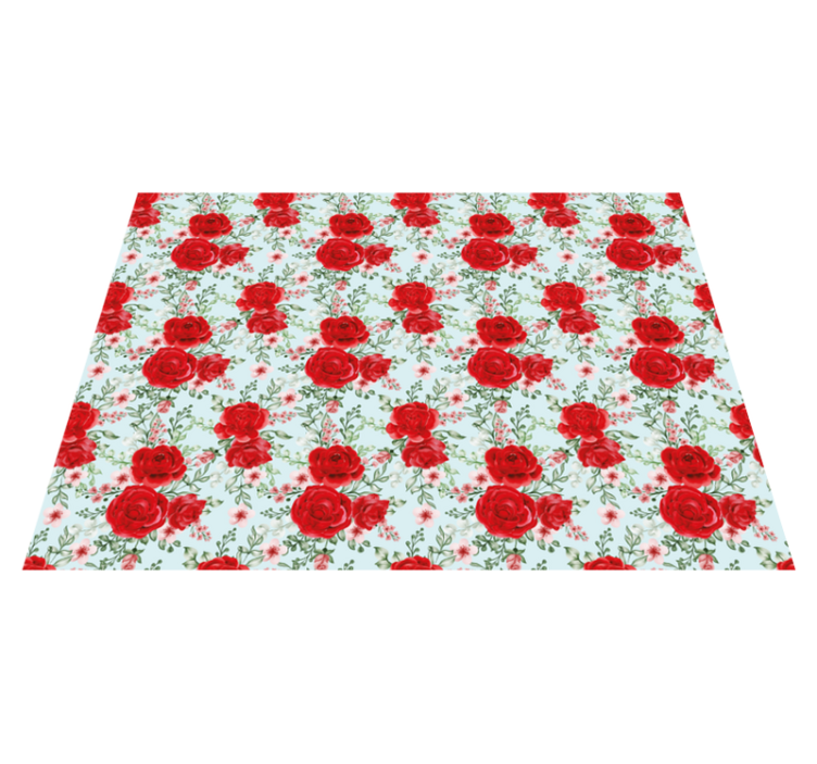 Red Floral Elegance floral vinyl rug - TenStickers