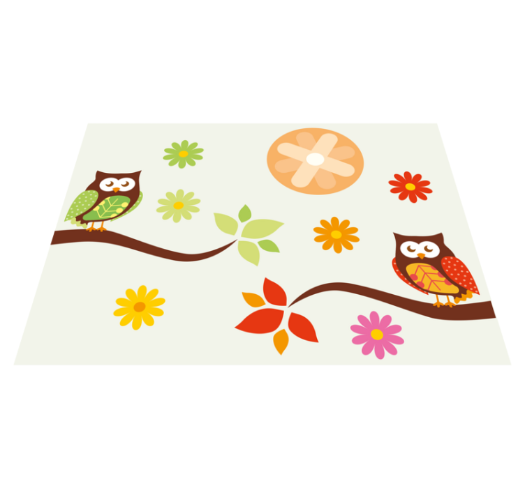Colorful Nursery Owls kids vinyl rug - TenStickers