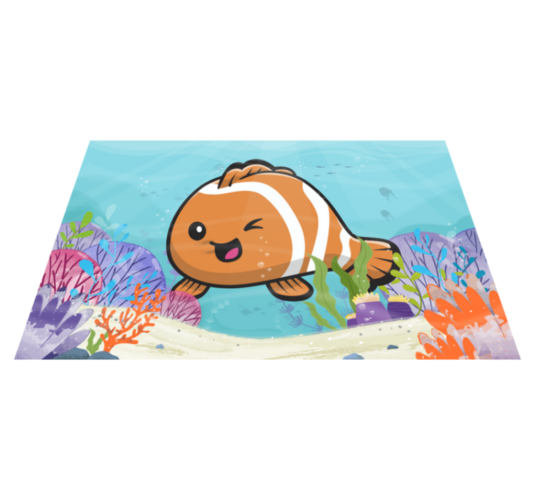 Striped smiling fish animal rug - TenStickers
