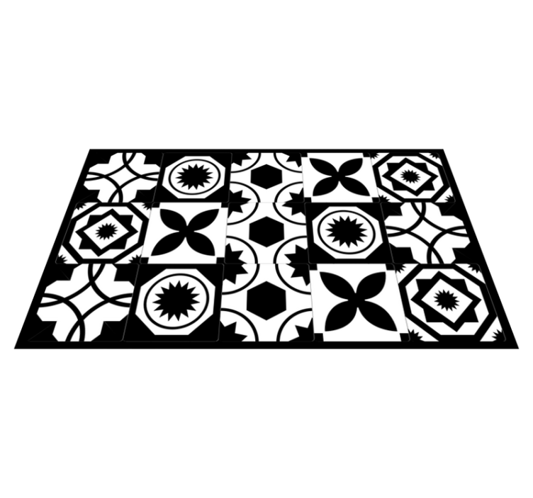 Black and white classical design tile carpet - TenStickers