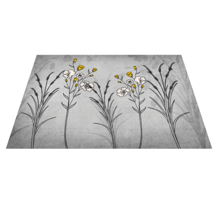 Floral Sketch Detail floral vinyl rug - TenStickers