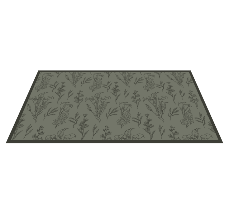 Plants pattern Kaki color floral rug - TenStickers