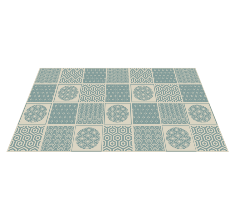 Geometric patterned blocks tile vinyl rug - TenStickers