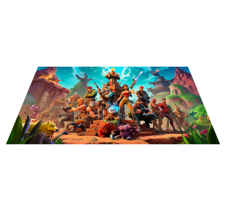 characters posing victorious bedroom rug - TenStickers