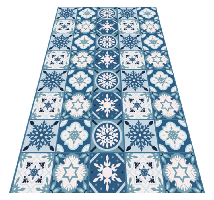 blue snowflake tiles Christmas rug - TenStickers