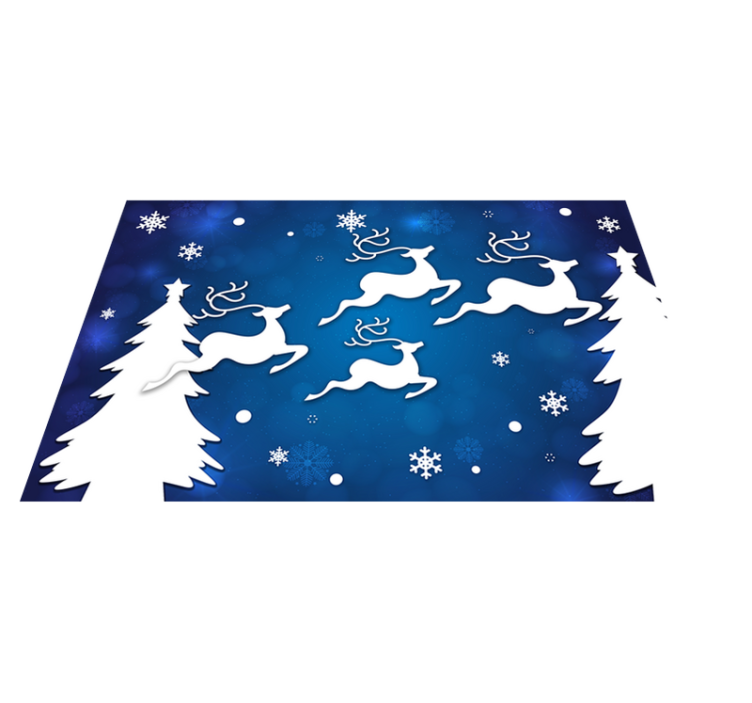 reindeer flying on blue background Christmas rug - TenStickers