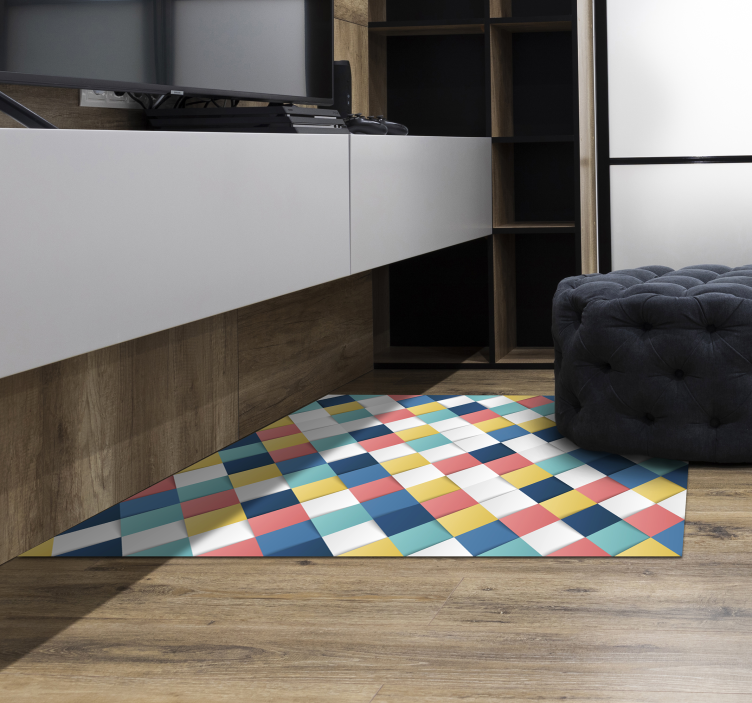 Wonderful 3D squares mosaic vinyl rug - TenStickers