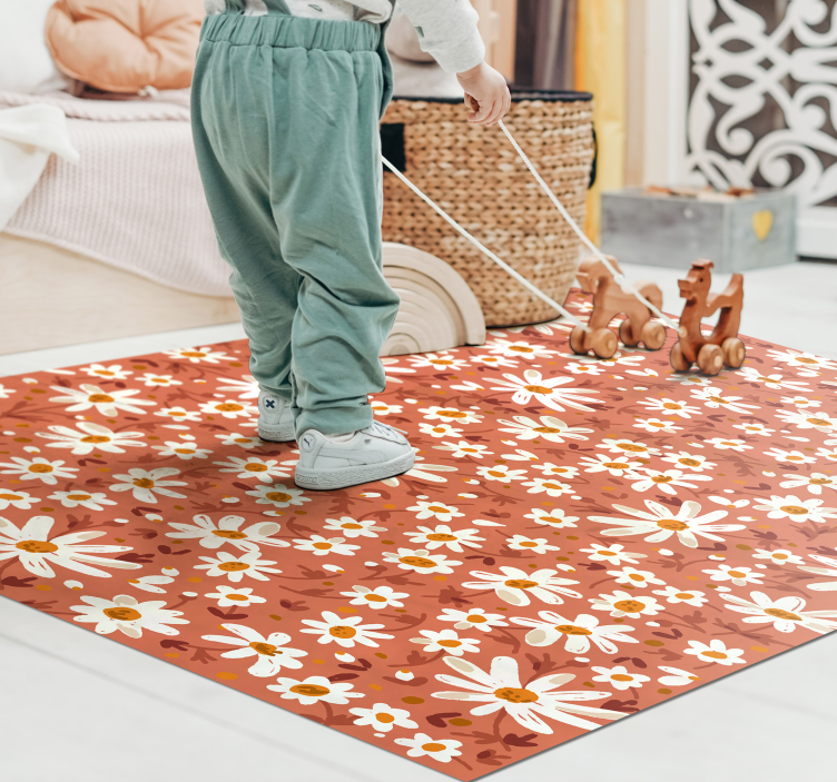 Daisy Floral Pattern floral vinyl rug - TenStickers