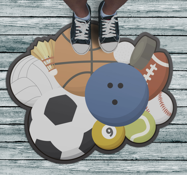 Sports Balls teen vinyl rug - TenStickers