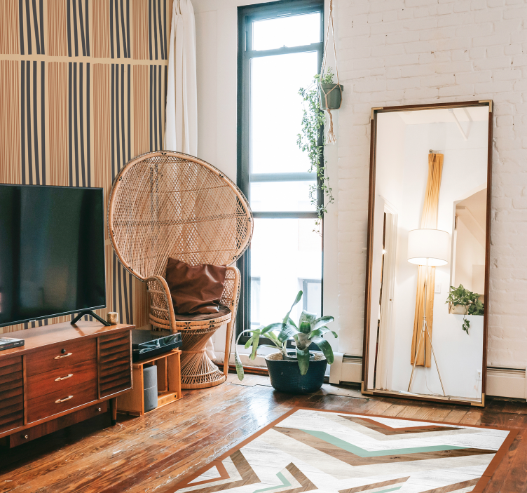 Chevron wooden texture bedroom vinyl rug - TenStickers