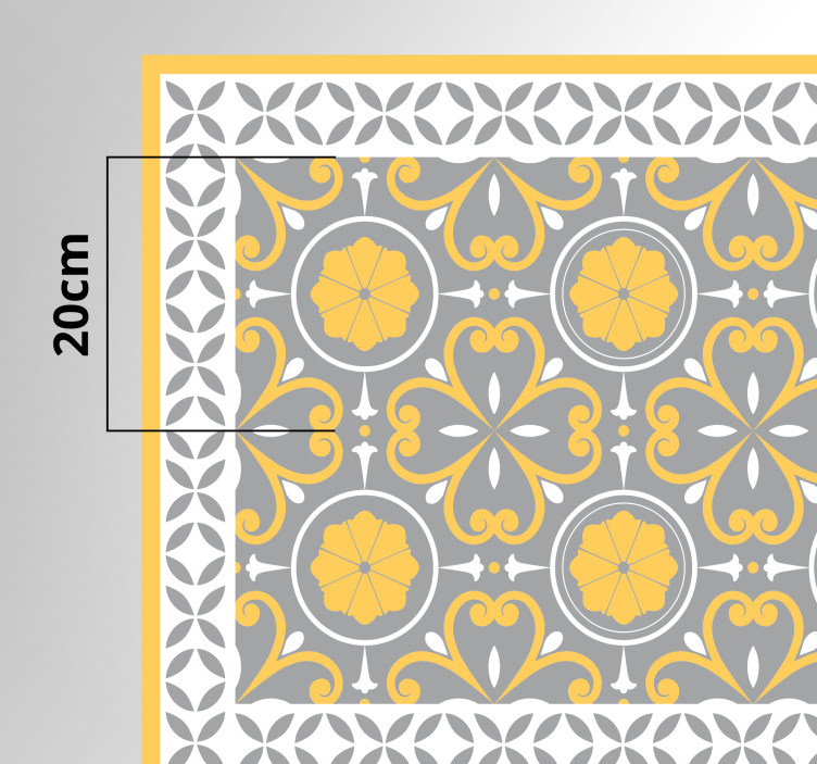 Yellow grey pattern kitchen vinyl rug - TenStickers