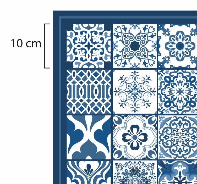 Blue and white mosaic pattern tile carpet - TenStickers