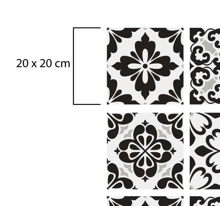 Black and white tiles modern kitchen vinyl rug - TenStickers