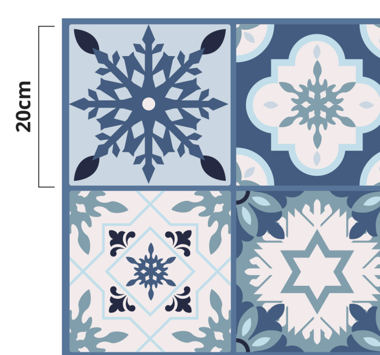 blue snowflake tiles Christmas rug - TenStickers