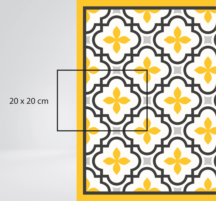 Grey and yellow flowers pattern tile carpet - TenStickers