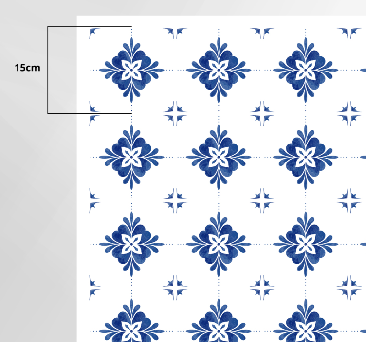 Vintage blue tile kitchen floor tiles - TenStickers